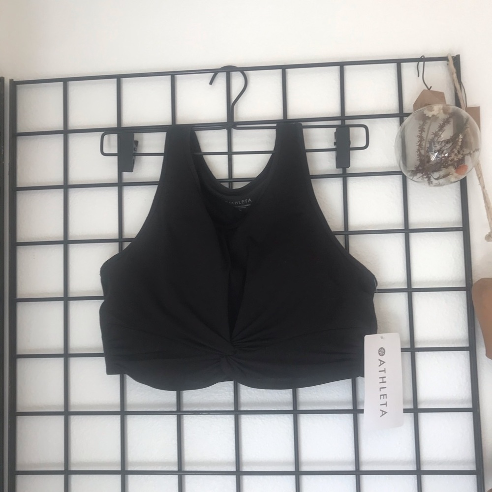 NWT Athleta Black Twist Front Crop/Sports Bra Top
